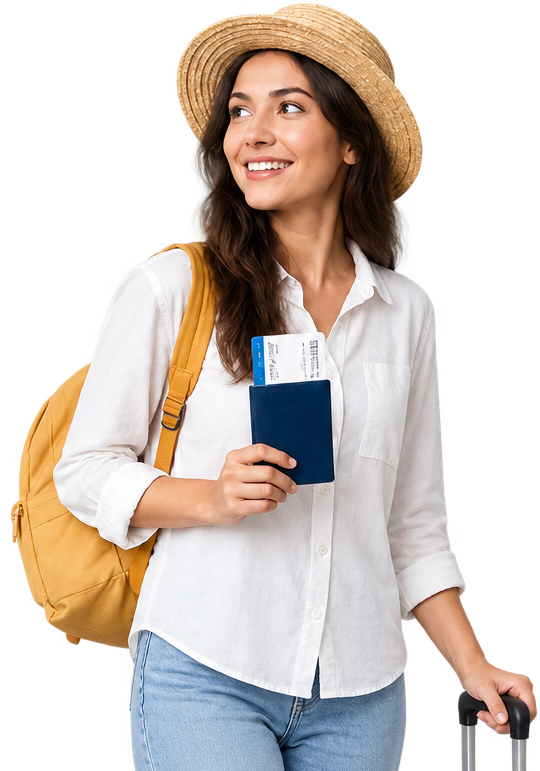 Traveler holding passport